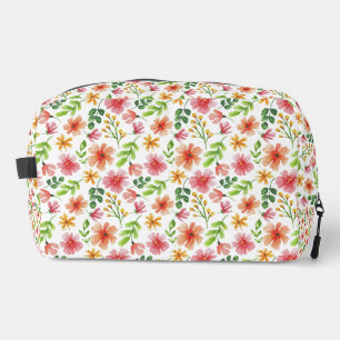 Watercolor Pink Flowers Pattern Dopp Kit