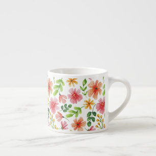Watercolor Pink Flowers Pattern Espresso Cup