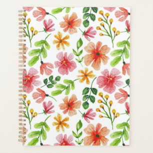 Watercolor Pink Flowers Pattern Planner
