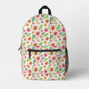 Watercolor Pink Flowers Pattern Printed Backpack