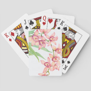 Watercolor Pink Flowers Playing Cards