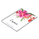 Watercolor Pink Flowers Posy Personalised Notebook