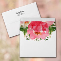 Watercolor Pink Flowers Return Address