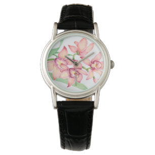 Watercolor Pink Flowers Watch