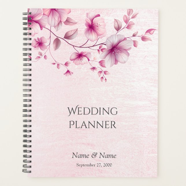Watercolor Pink Flowers Wedding Planner (Front)