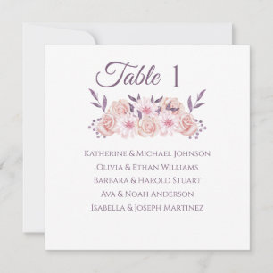 Watercolor Pink Flowers- Wedding Seating Chart- Invitation