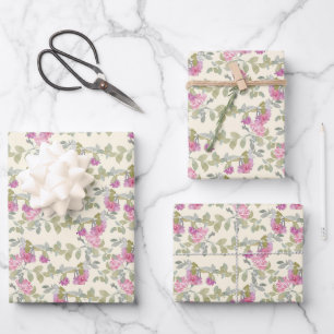Watercolor Pink Flowers Wrapping Paper Sheets