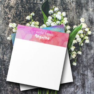 Watercolor pink fuchsia splash white letter notepad