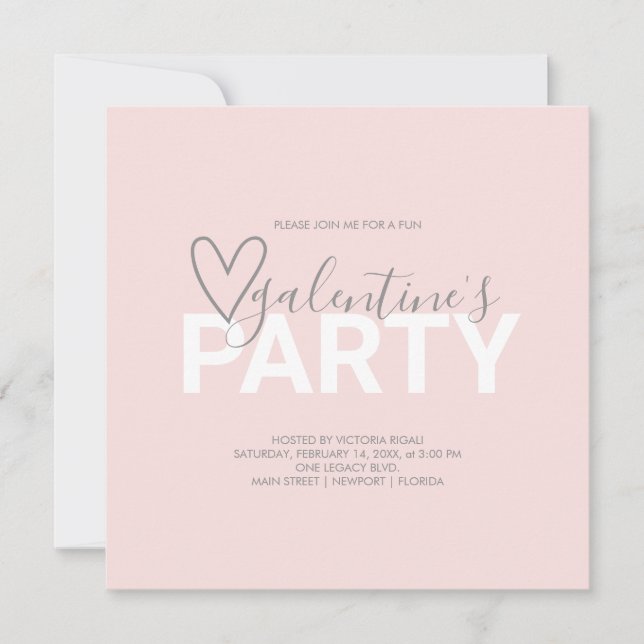 Watercolor Pink Galantine Birthday Party (Front)