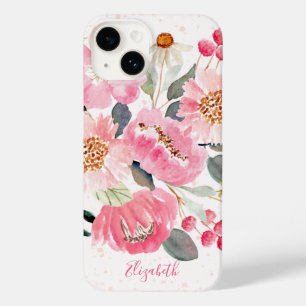 Watercolor Pink Garden Flowers Case-Mate iPhone 14 Case
