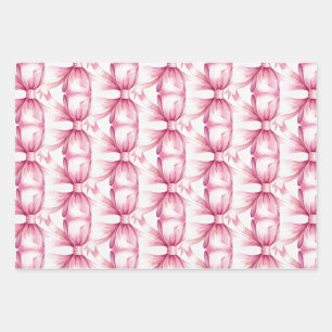 Watercolor Pink Gift Bow Wrapping Paper Sheets