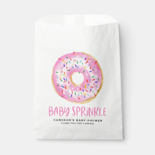 Watercolor Pink Glazed Doughnut Baby Sprinkle Favour Bags