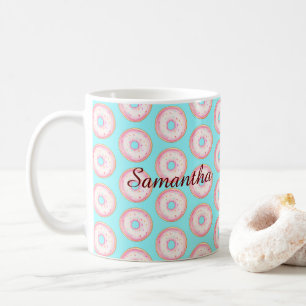 Watercolor Pink Glazed Sprinkle Doughnuts Coffee Mug