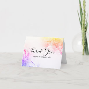 Watercolor Pink & Gold Future Mrs Thank You Card