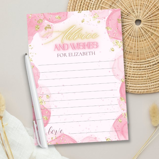 Watercolor Pink Gold Glitter Advice & Wishes Card (Creator Uploaded)
