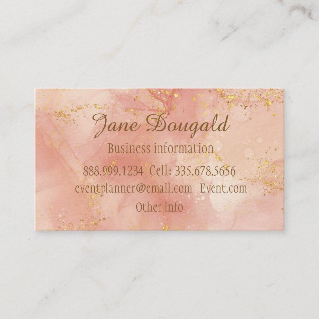 Watercolor Pink  Gold Modern Professional Elegant  Business Card (Front)