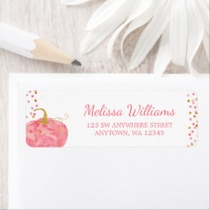 Watercolor Pink Gold Pumpkin Glitter Fall