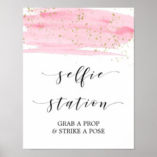 Watercolor Pink & Gold Selfie Station Sign