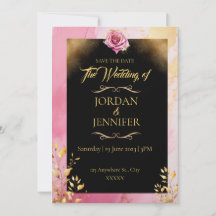 Watercolor Pink & Gold Wedding Save the Date