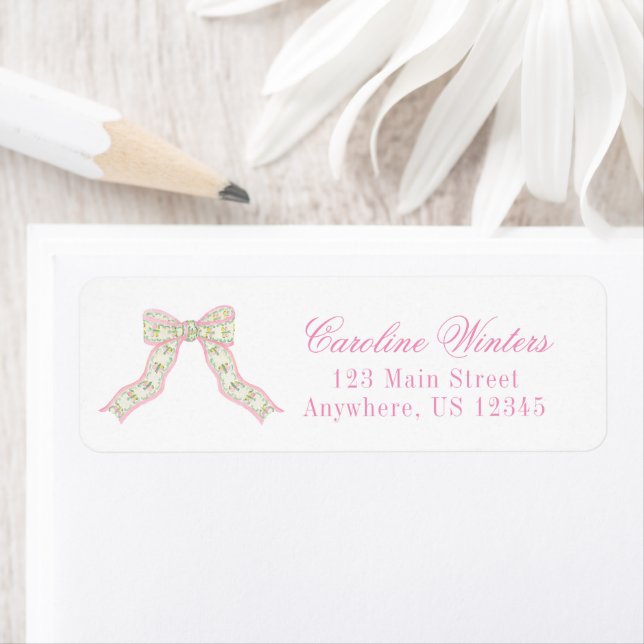 Watercolor Pink & Green Christmas Butterfly Bow (Insitu)