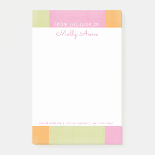 Watercolor Pink Green Orange Girly School Office Post-it Notes