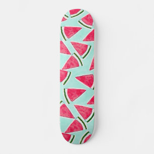 Watercolor Pink Green Watermelon Triangles Skateboard