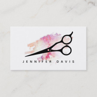 watercolor pink hairstylist hair stylist splatter business card