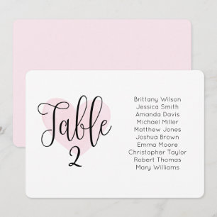 Watercolor pink heart. Blush wedding seating chart Invitation