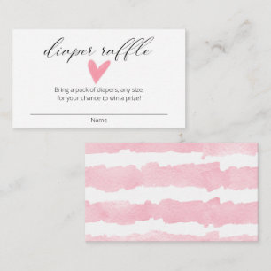 Watercolor pink heart modern diaper raffle tickets enclosure card