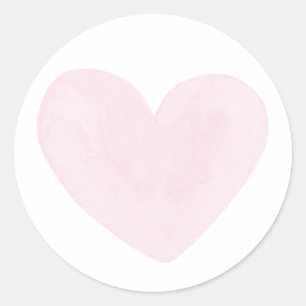 Watercolor pink heart. Valentine. Blush wedding Classic Round Sticker