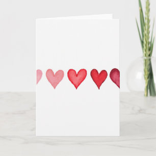 Watercolor Pink Hearts Love Card