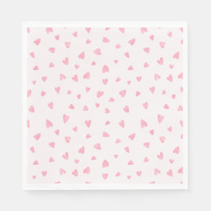 Watercolor pink hearts napkin