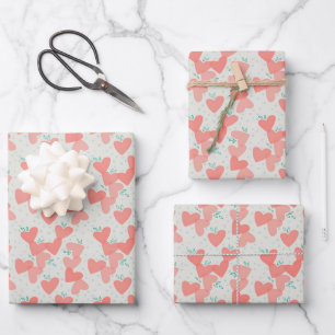 Watercolor Pink Hearts Pattern Valentine's Day  Wrapping Paper Sheet