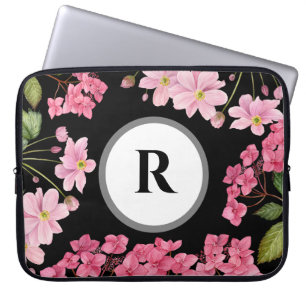 Watercolor Pink Hydrangea and Japanese Anemone Laptop Sleeve