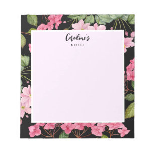 Watercolor Pink Hydrangea and Japanese Anemone Notepad