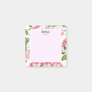 Watercolor Pink Hydrangea and Japanese Anemone Post-it Notes