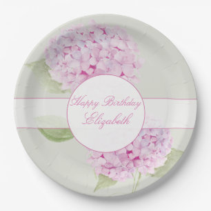 Watercolor Pink Hydrangea Invitation Paper Plate