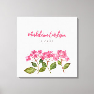 Watercolor Pink Hydrangea Lacecaps Illustration Canvas Print