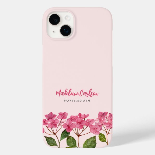 Watercolor Pink Hydrangea Lacecaps Illustration Case-Mate iPhone Case (Back)
