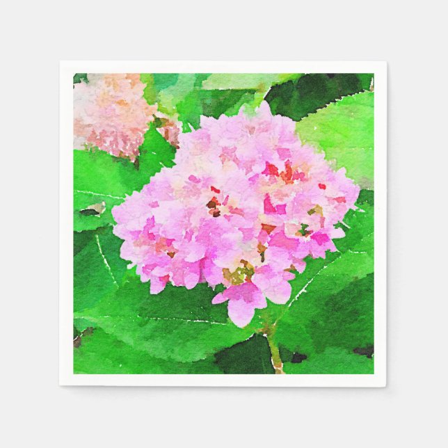 Watercolor Pink Hydrangea Napkin (Front)