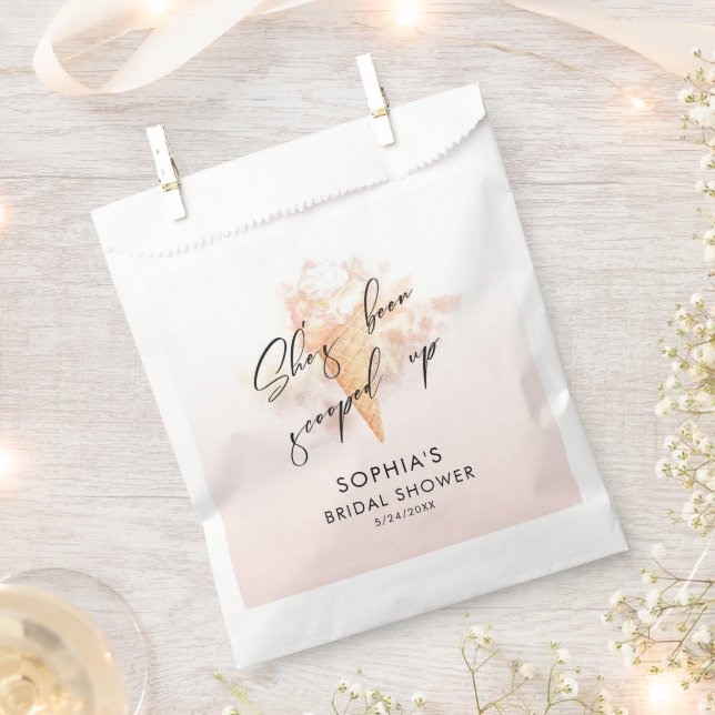 Watercolor Pink Ice Cream Bridal Shower  Favour Bags (Clipped)