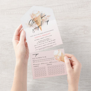 Watercolor Pink Ice Cream Bridal Shower  Invitatio All In One Invitation