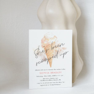 Watercolor Pink Ice Cream Bridal Shower  Invitation