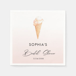 Watercolor Pink Ice Cream Bridal Shower Napkins