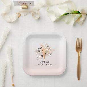 Watercolor Pink Ice Cream Bridal Shower Paper Plate