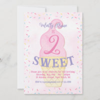 Watercolor Pink Ice Cream Cone 2nd Birthday Girl