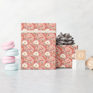 Watercolor Pink & Ivory Floral Wrapping Paper