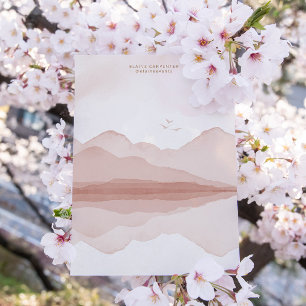 Watercolor Pink Landscape Monogram Stationery