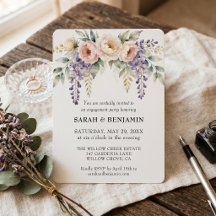 Watercolor Pink Lavender Floral Engagement Party