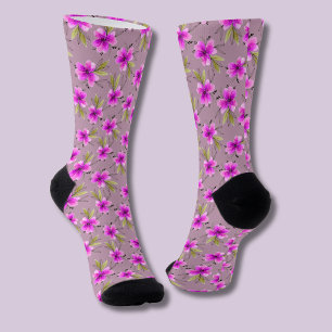 Watercolor pink lily floral dusky pink neck tie socks